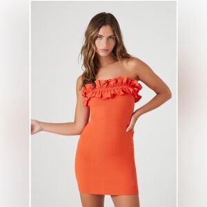 Elegant Orange Ruffle Dress